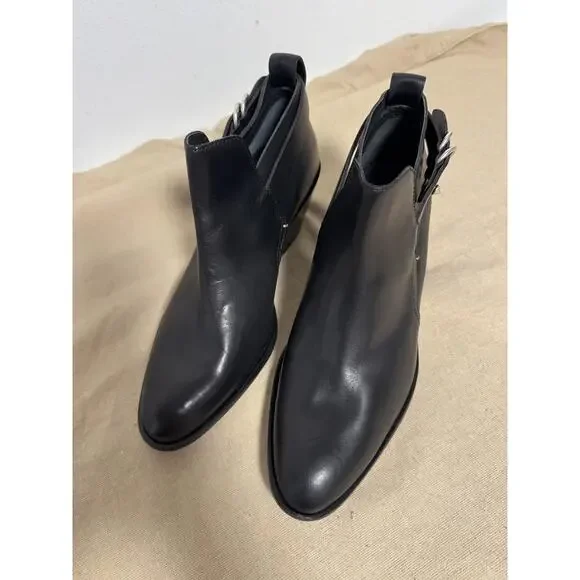 Rag & Bone Boots Womens Size EU 40/41 Black Leather Harness Western Ankle Italy - Picture 2 of 10